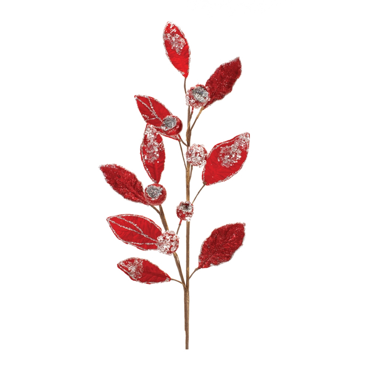 29.5 in. Polyester Leaf Spray, Red - Set of 2