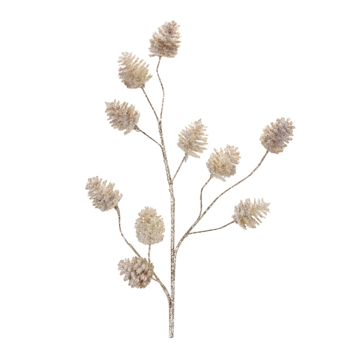 30 in. Plastic Pine Cone Spray, Champagne - Set of 6