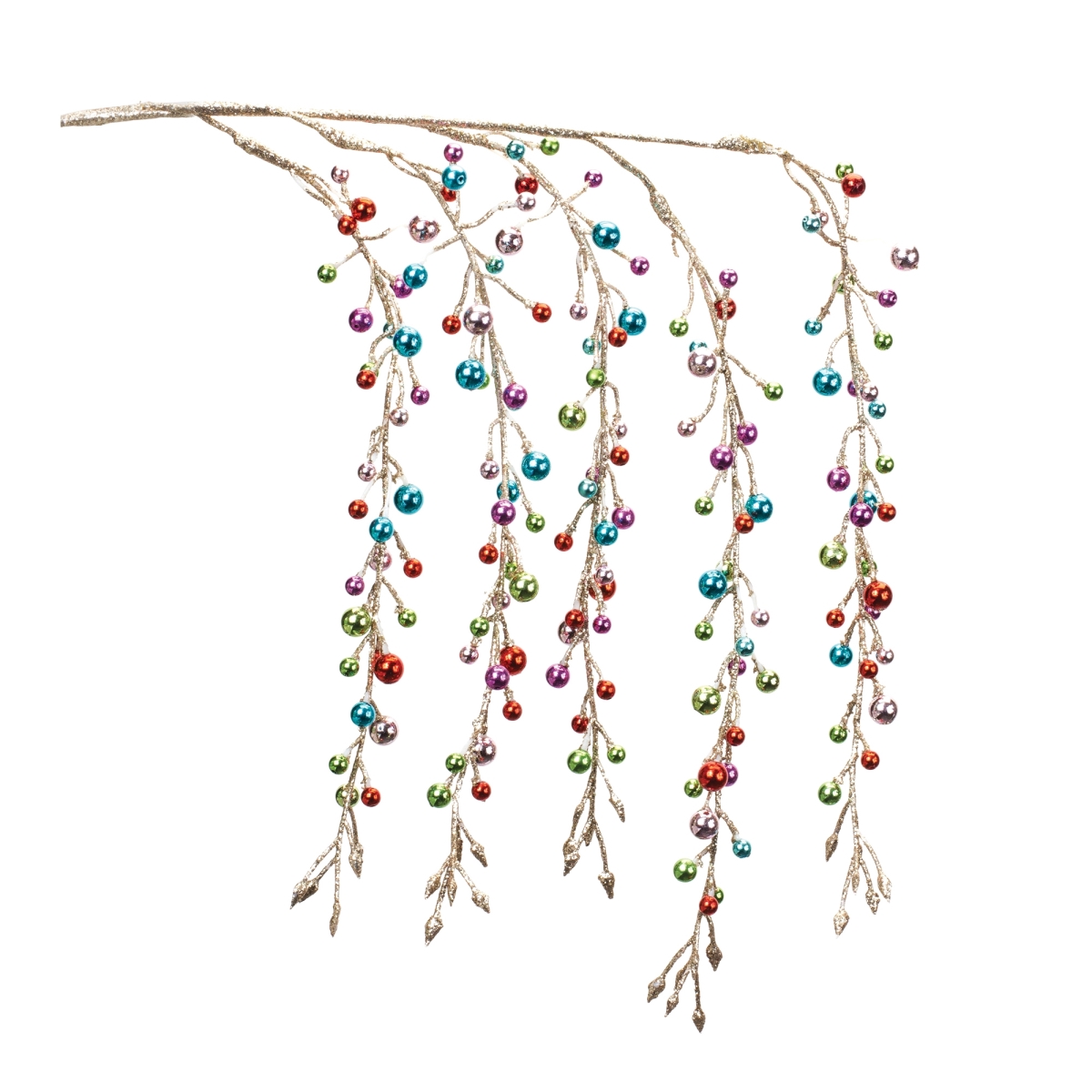 28 in. Plastic Hanging Bead Spray, Gold & Pink - Set of 2