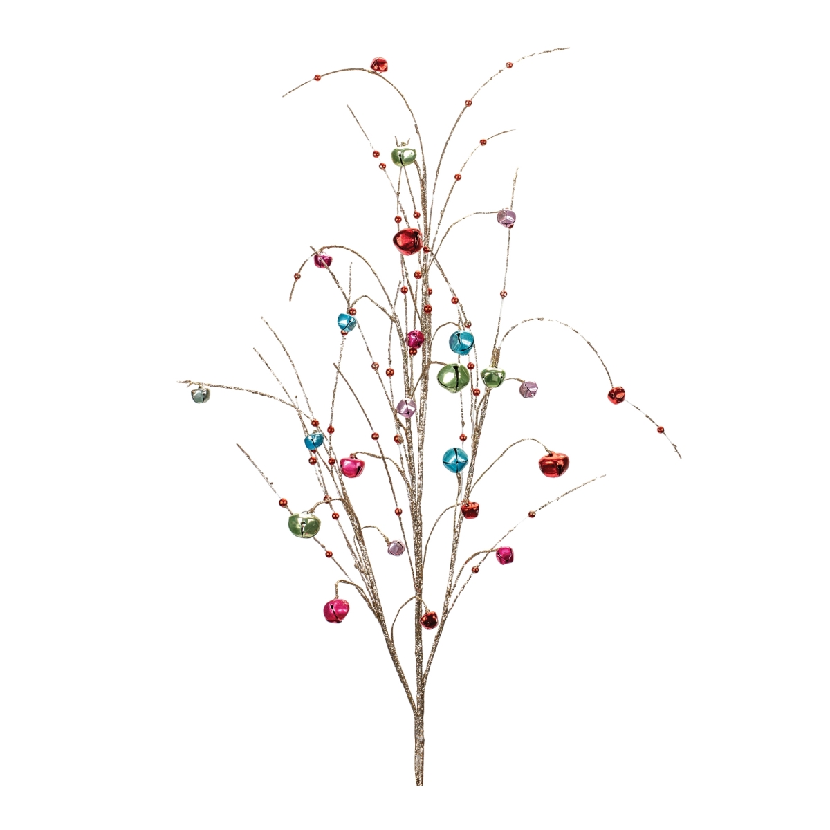 42 in. Iron Jingle Bell Spray, Gold & Red - Set of 2
