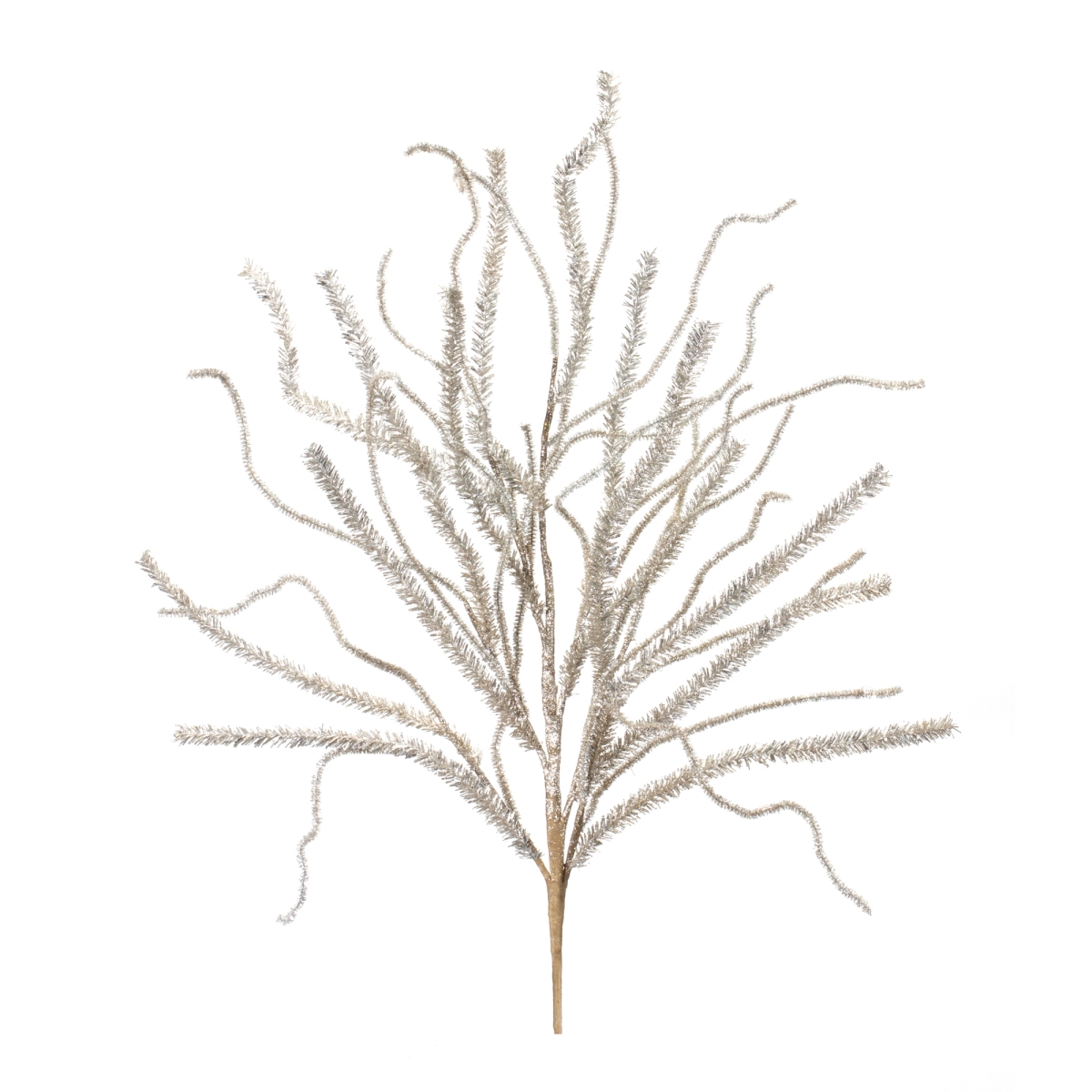 87454DS 30 in. Plastic Glitter Pine Branch, Silver - Set of 2