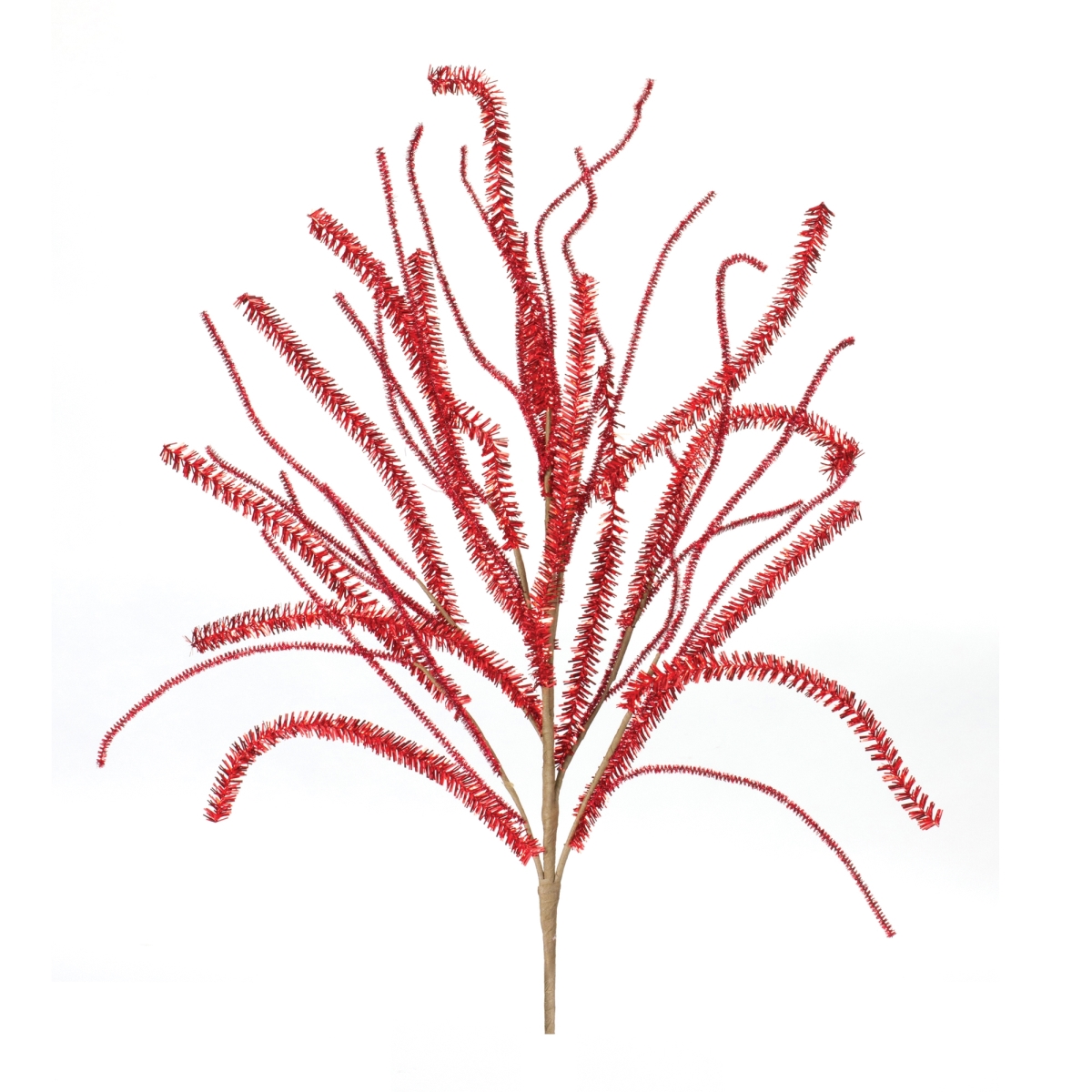87455DS 30 in. Plastic Glitter Pine Branch, Red - Set of 2