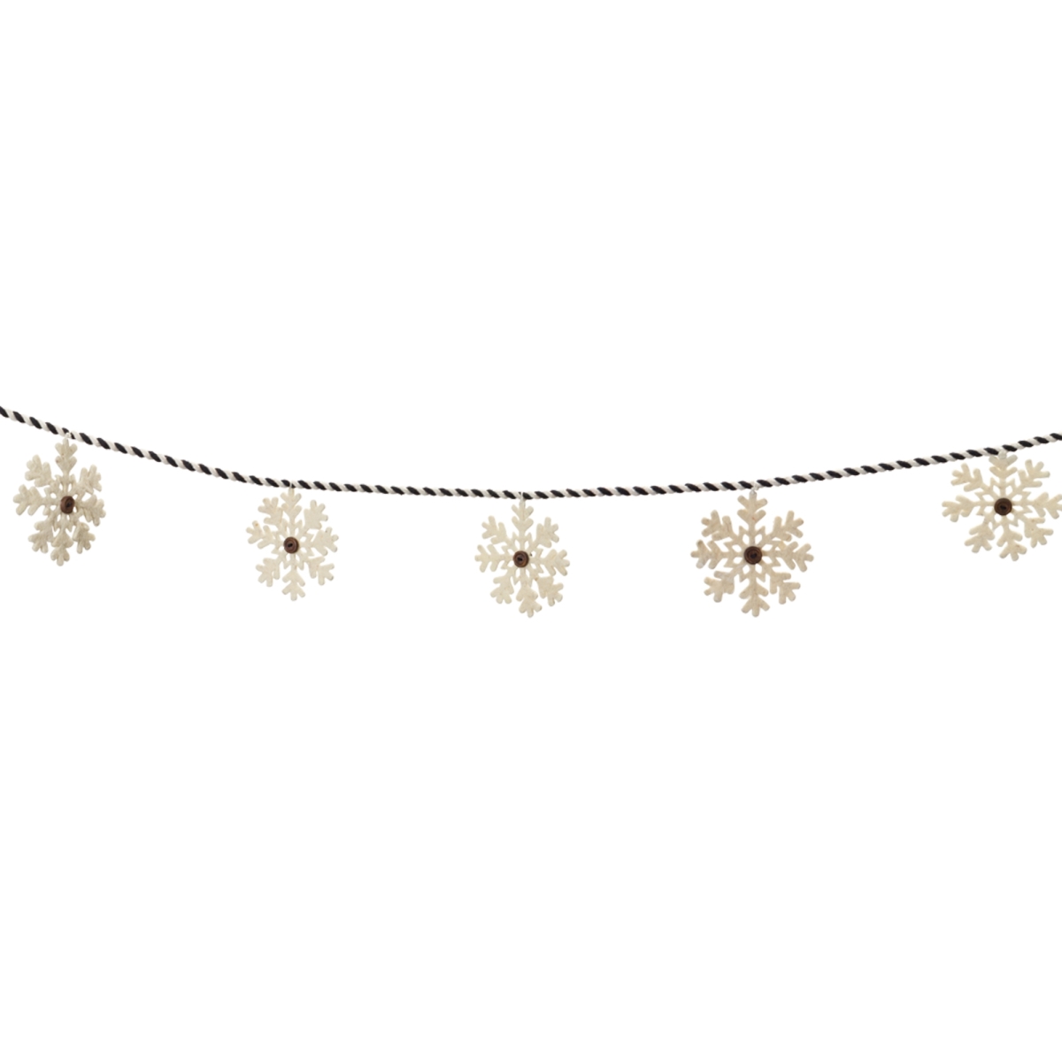 5.5 ft. Cotton & Wool Snowflake Garland, Black & White - Set of 2