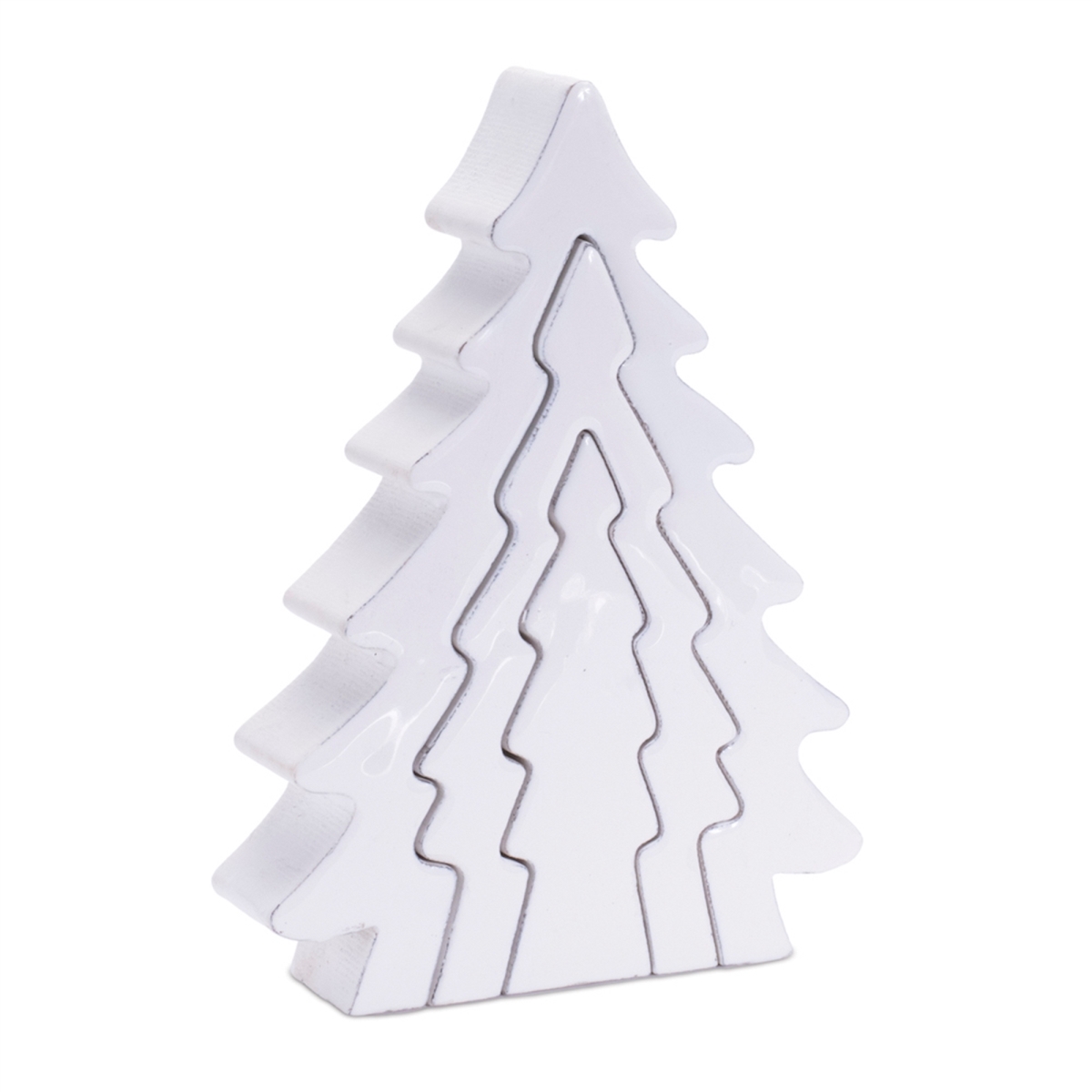 8.5 in. MDF Triple Tree Puzzle, White - Set of 2