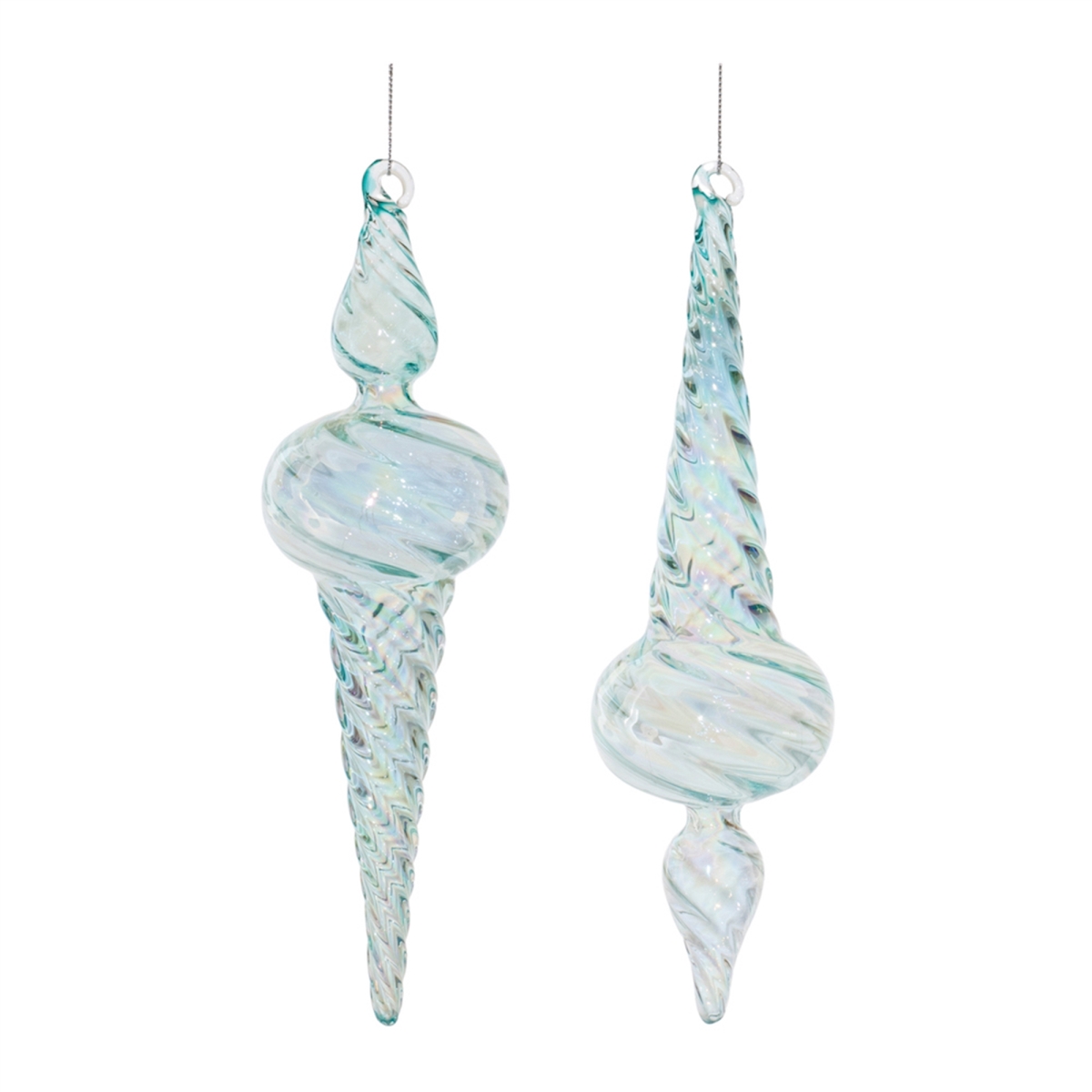9.5 in. Drop Ornament, Blue - Glass - Set of 12