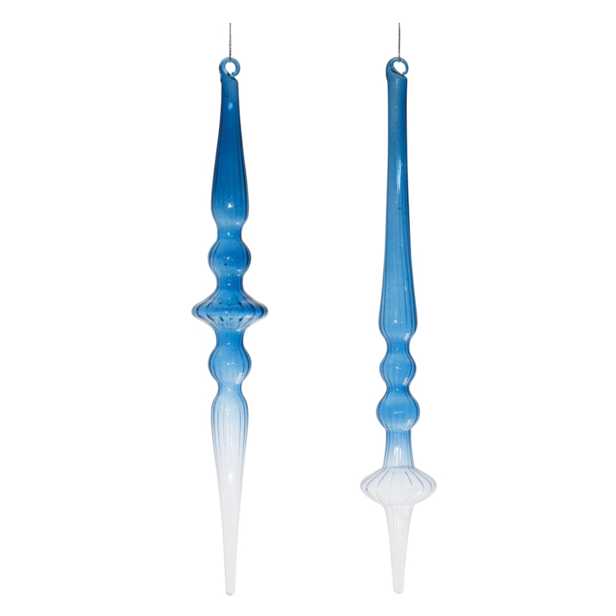 12.5 in. Drop Ornament, Blue - Glass - Set of 12