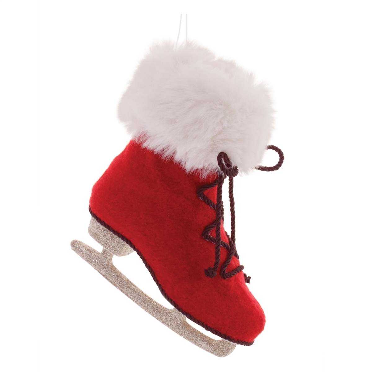 7 in. Ice Skate Ornament, Red & White - Plastic & Polyester - Set of 6