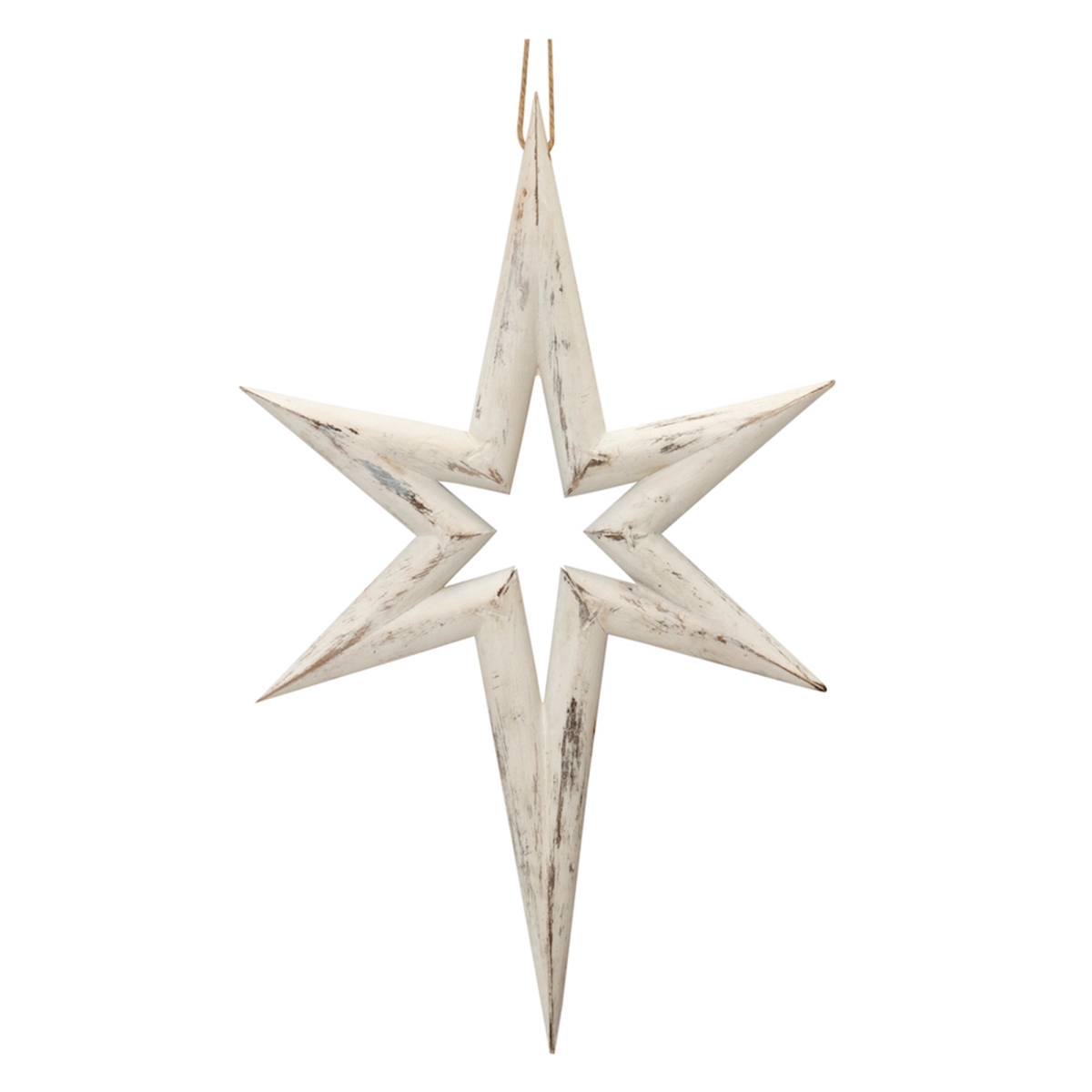 14 in. Wood Star Ornament, White