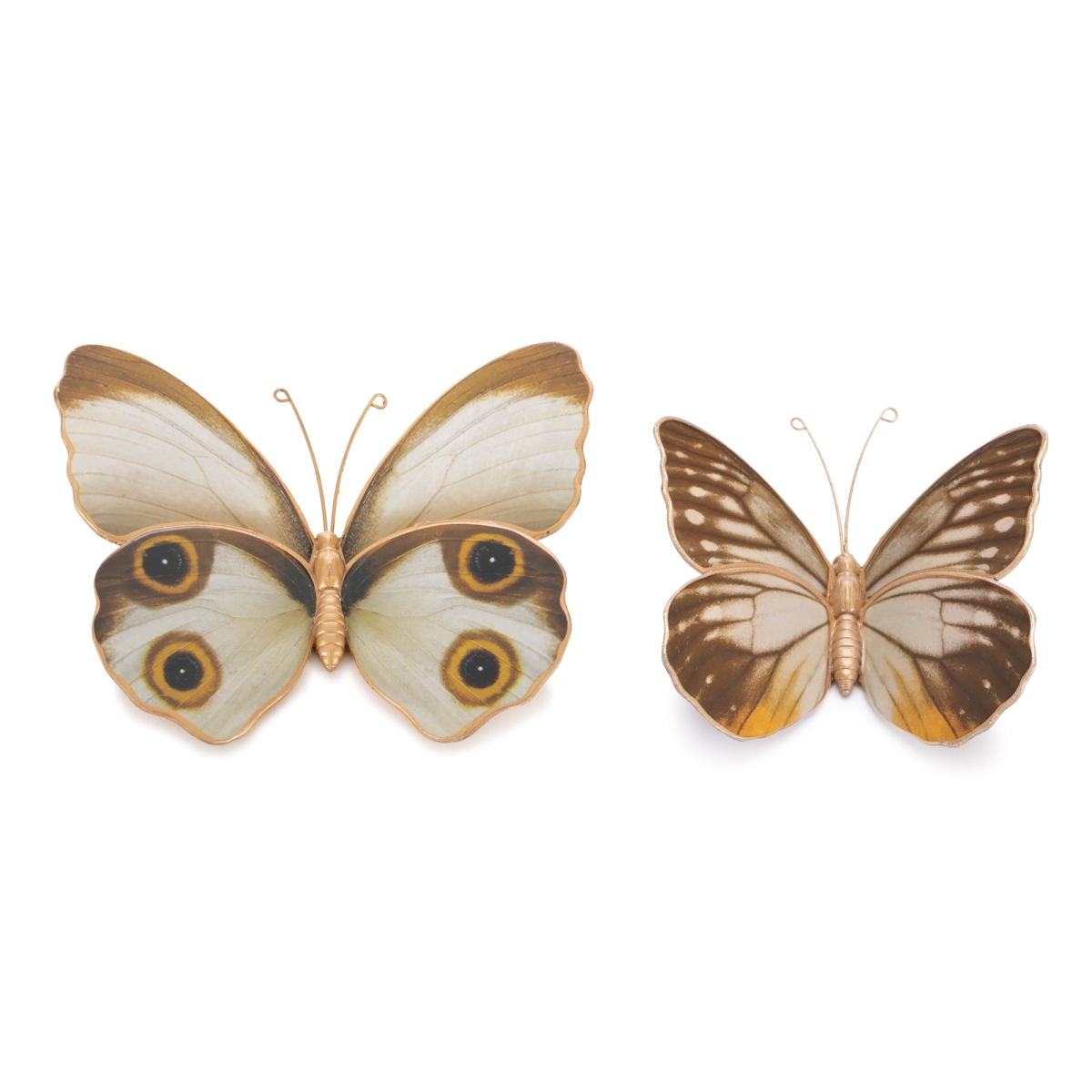 Picture of Melrose 92075DS 4 & 5 in. Resin Butterfly Shelf Sitters&#44; White & Brown - Orange - Set of 2