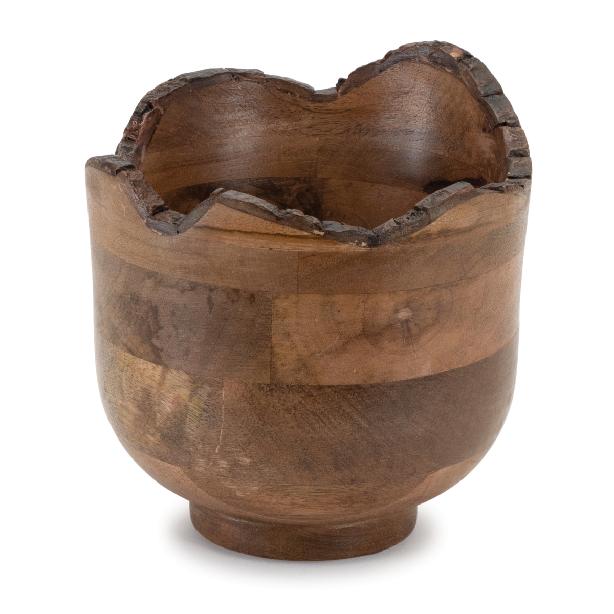 92159DS 7 x 7 in. Wood Bowls Container, Brown