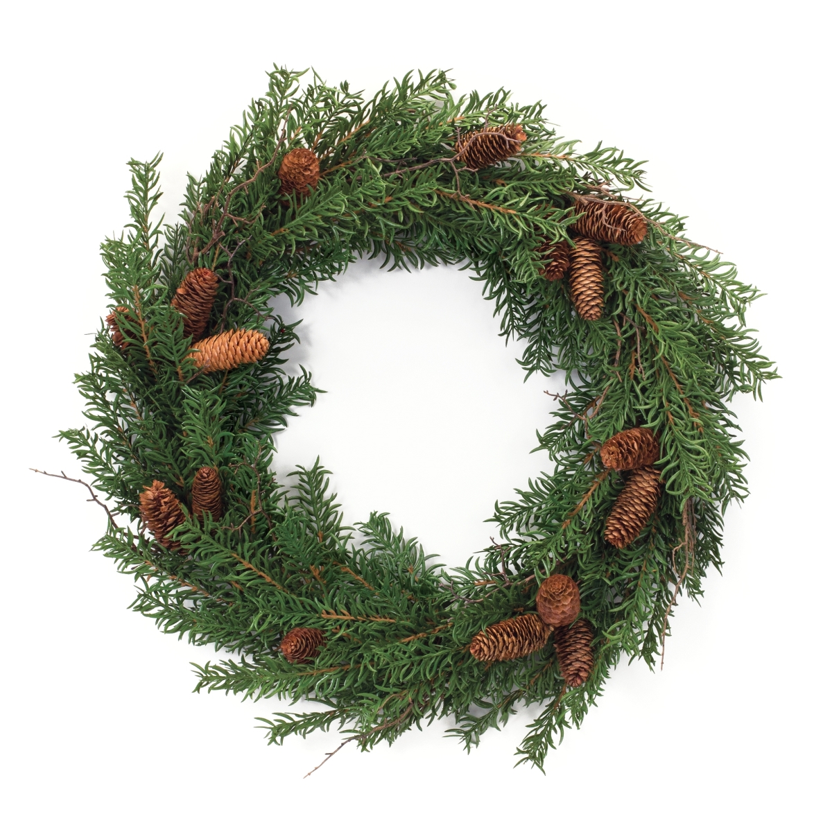86999DS 26 in. Plastic Pine Cone Wreath, Green & Brown
