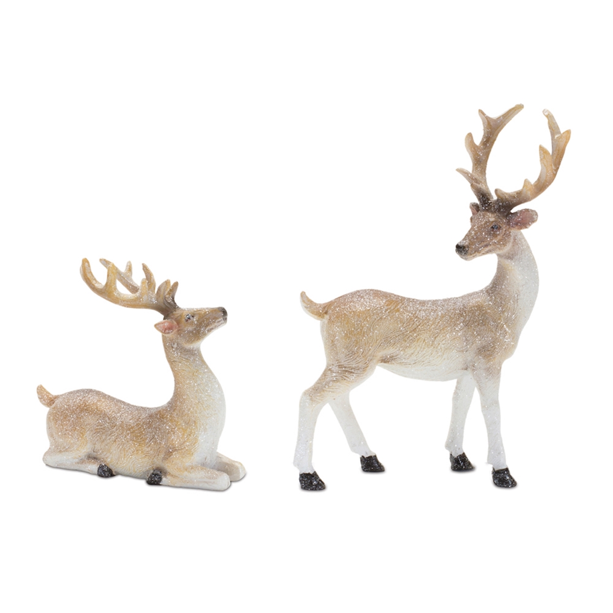 3.5 & 5.5 in. Resin Deer, Beige & White - Set of 6