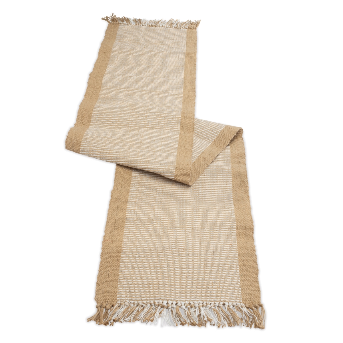 Picture of Melrose 92378DS 13 x 72 in. Cotton & Jute Table Runner, Beige & White