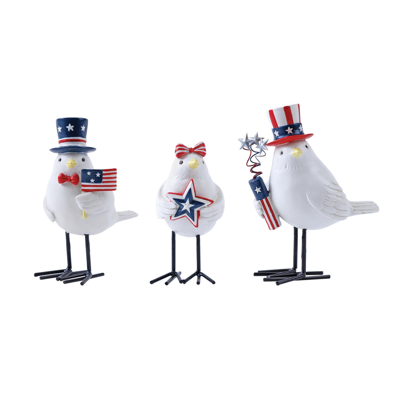 Picture of Melrose 55528DS 5.2 x 2.95 x 5.71 in. Americana Bird&#44; Red&#44; White & Blue - Set of 3