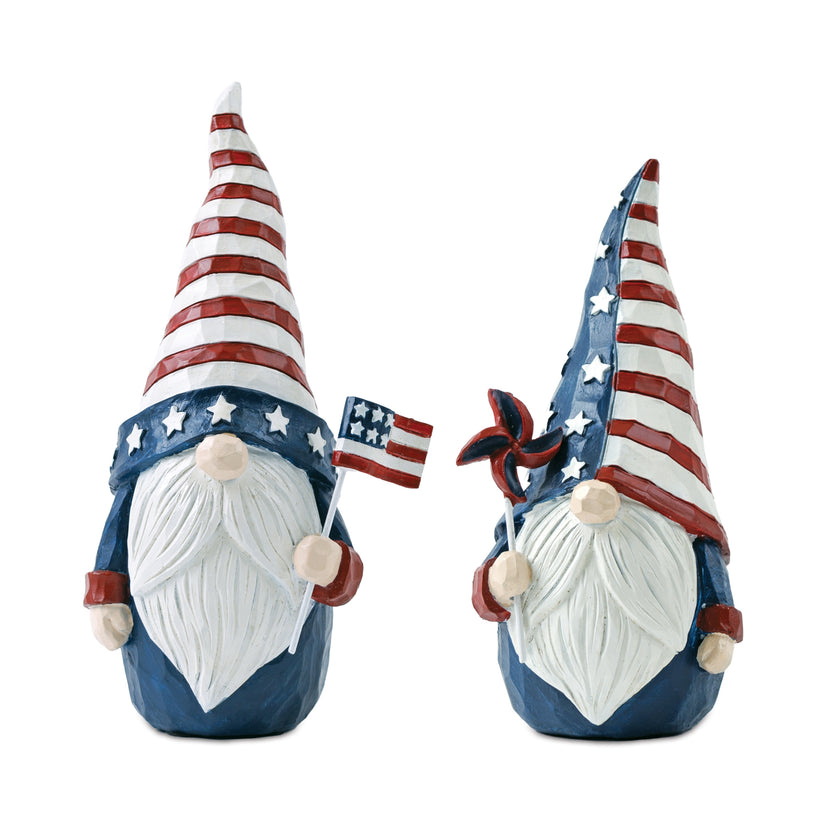 Picture of Melrose 55527DS 3.82 x 2.95 x 7.17 in. Americana Gnome&#44; Red&#44; White & Blue - Set of 2