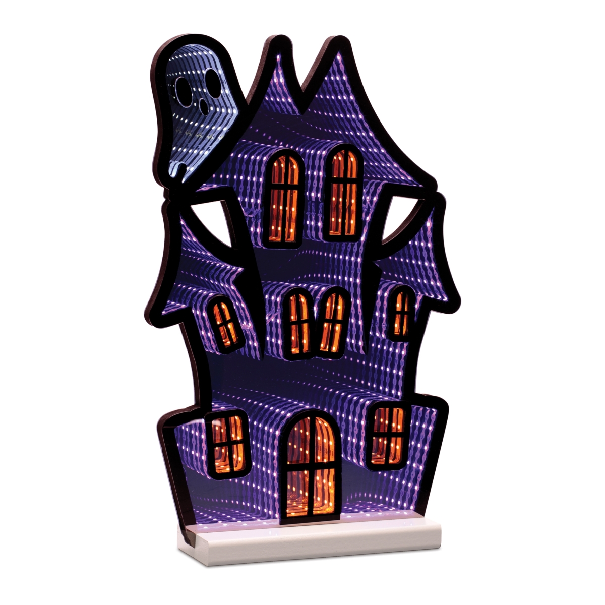 Haunted House with Ghost Ekkolight - Purple Black & Orange - 16 in. - LED Illuminated