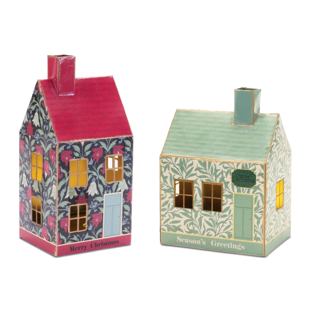 Picture of Melrose 95812DS 8 in.&#44; 10 in. Iron Holiday House&#44; Multi Color - Set of 2