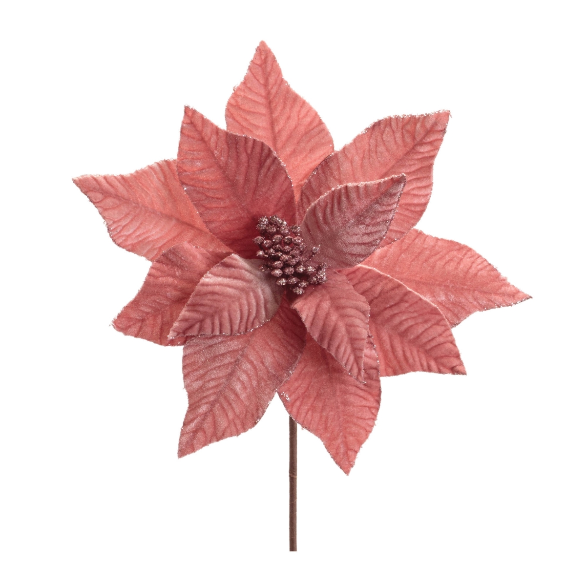 95529DS 24 in. Polyester Poinsettia Stem, Pink - Set of 6