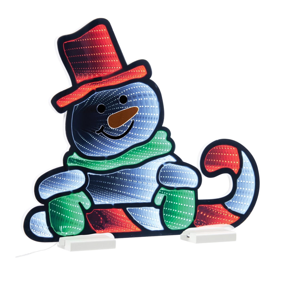 Picture of Melrose 95946DS 21.5 in. Acrylic UL Plug Snowman with Candy Cane Ekkolight&#44; White&#44; Red & Green
