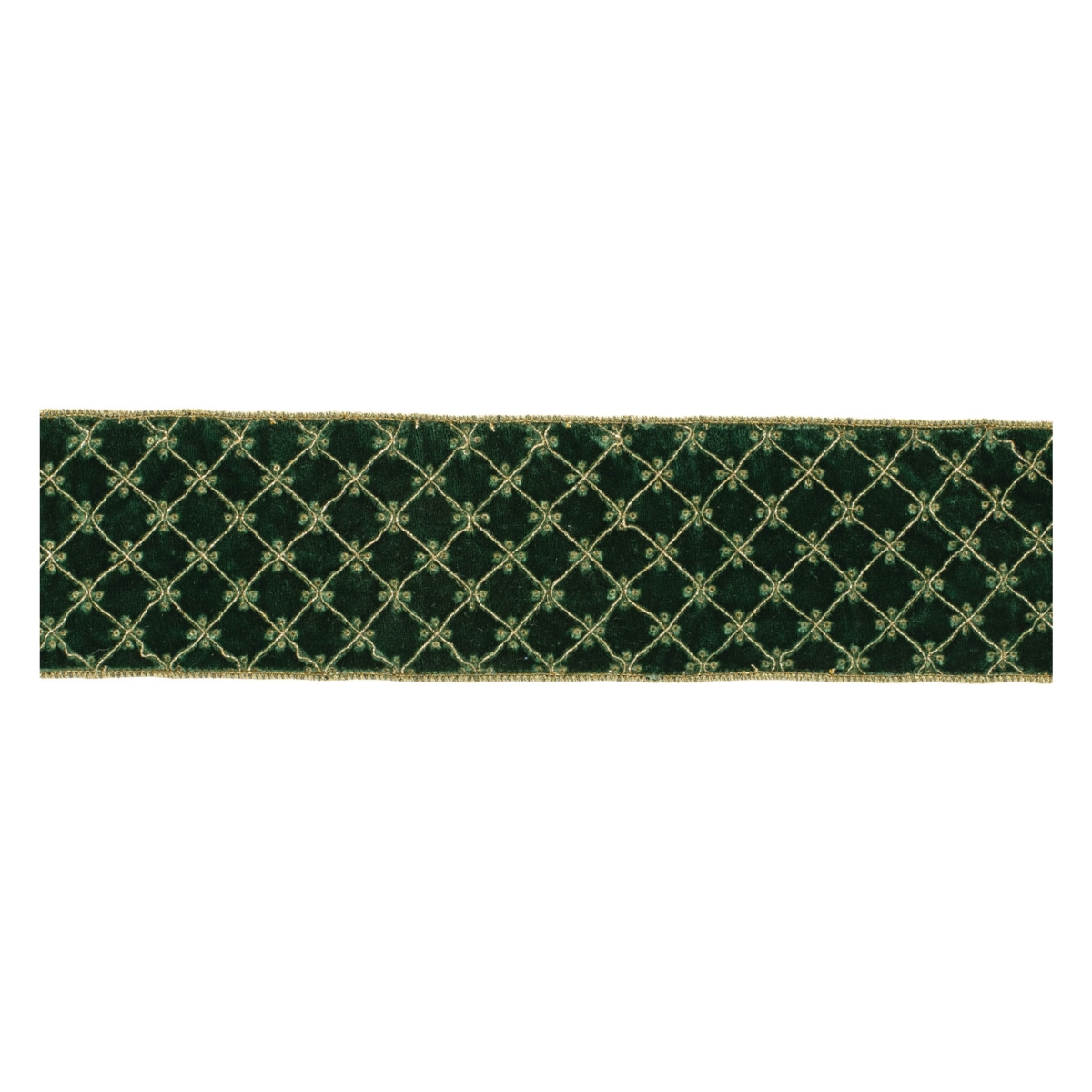 95751DS 4 in. x 5 yards Wired Polyester, Green & Gold - Set of 2