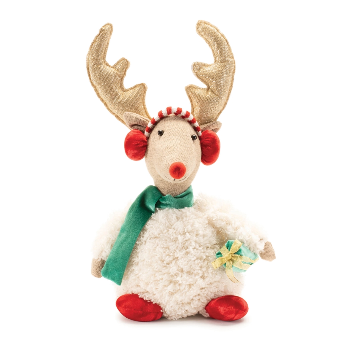 Picture of Melrose 95932DS 15.5 in. Polyester Deer&#44; Beige&#44; Red & Green