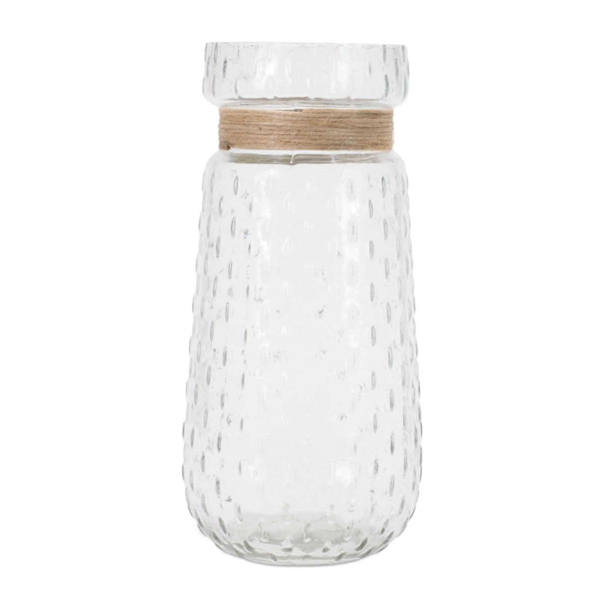 Picture of Melrose 96015DS 5 x 10 in. Glass & Jute Vase&#44; Clear & Beige - Set of 2
