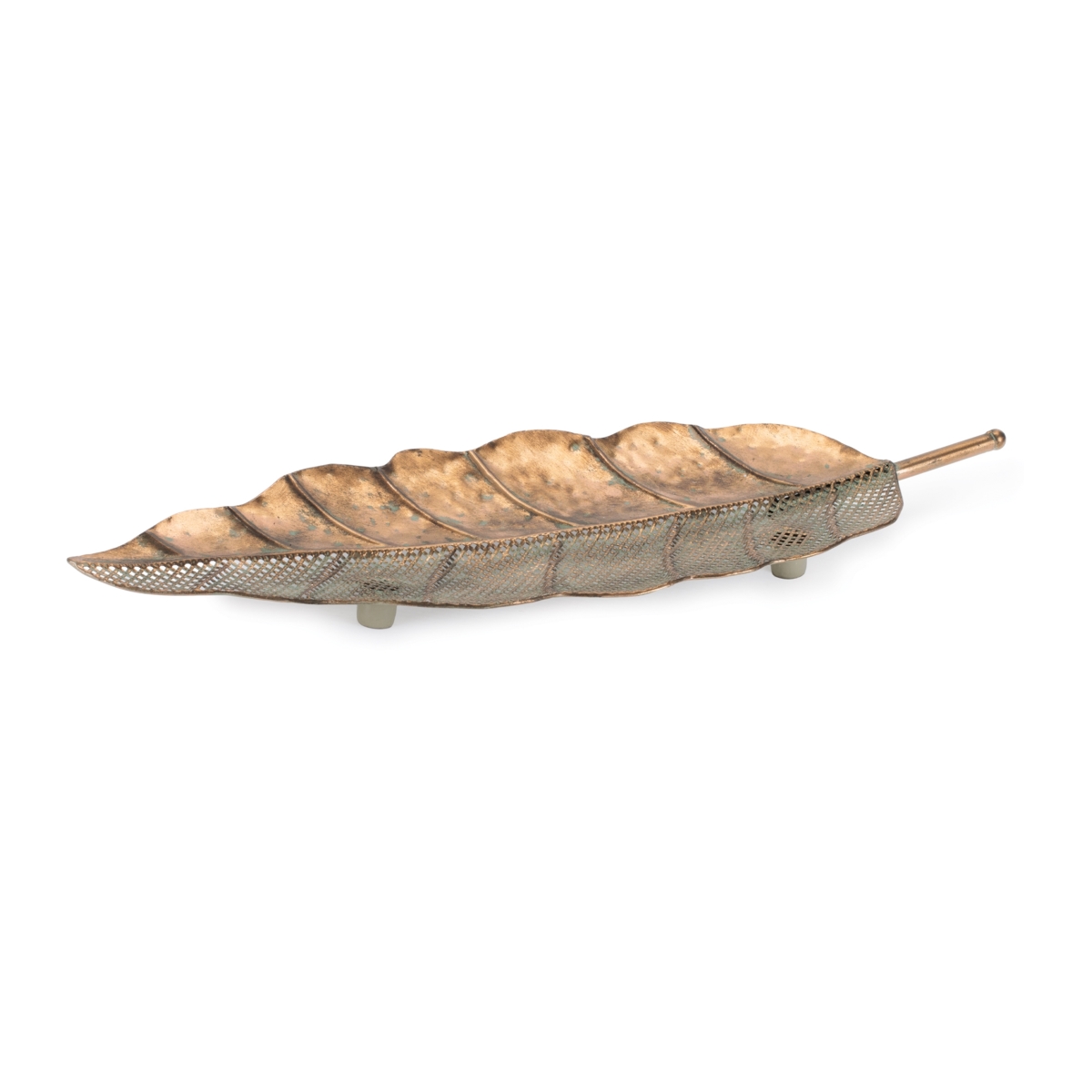 Picture of Melrose 96202DS 26.25 x 2.25 in. Metal Leaf Tray, Gold - Set of 2