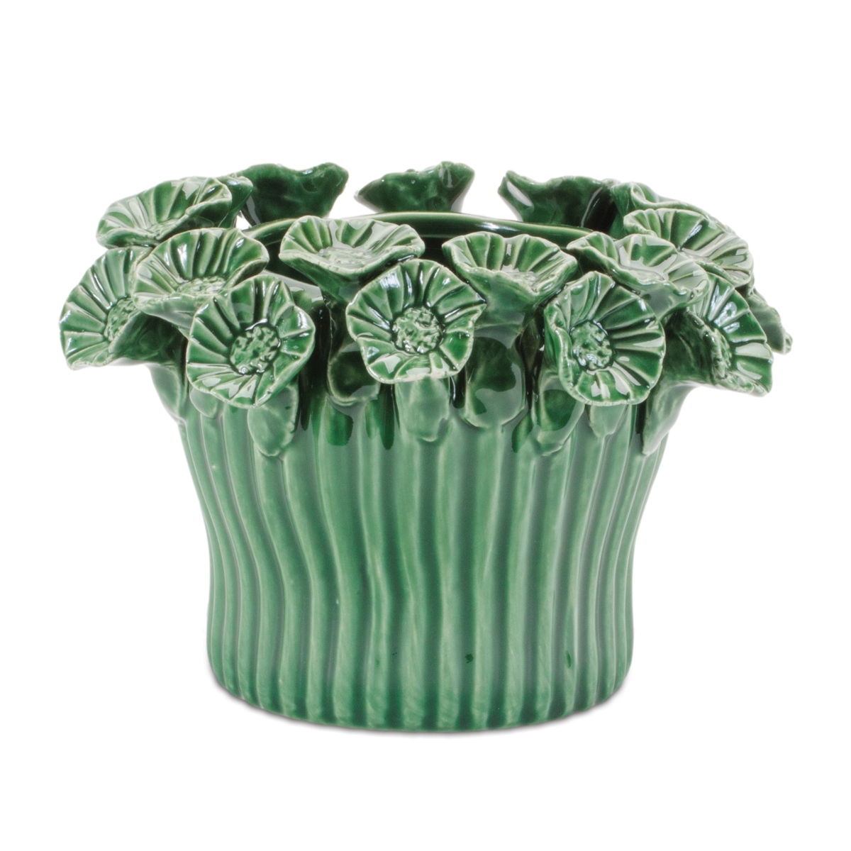 Picture of Melrose 96370DS 6 x 4.5 in. Sto are Container with Floral&#44; Green - Set of 2