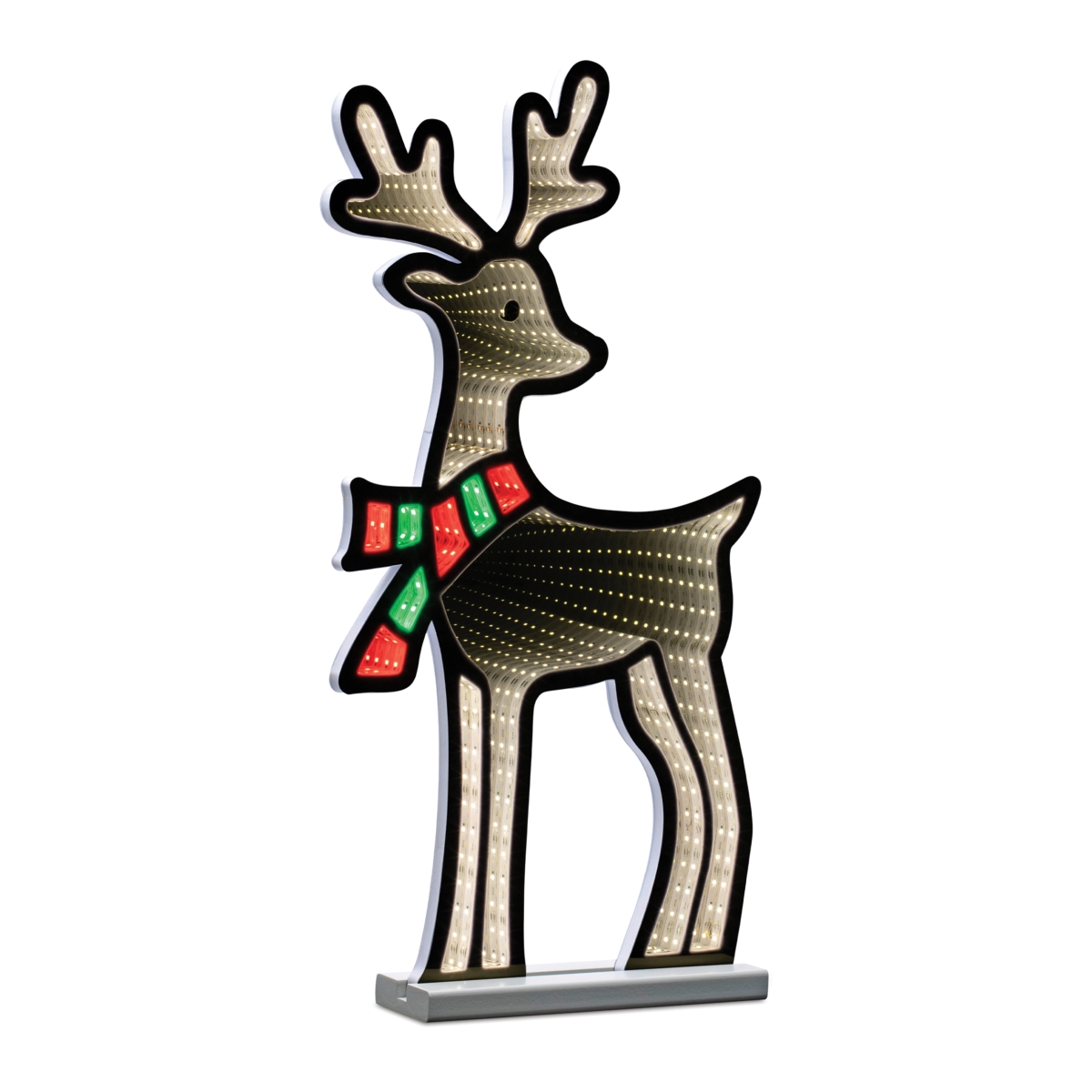 Acrylic Deer with Scarf Ekkolight - White & Red - 23.5 in. - Enchanting Infinity Lights
