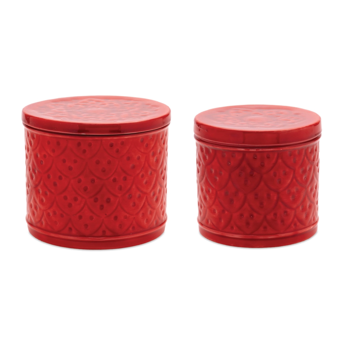95018DS 5 x 4.5 in., 5.5 x 5 in. Iron Container, Red - Set of 2