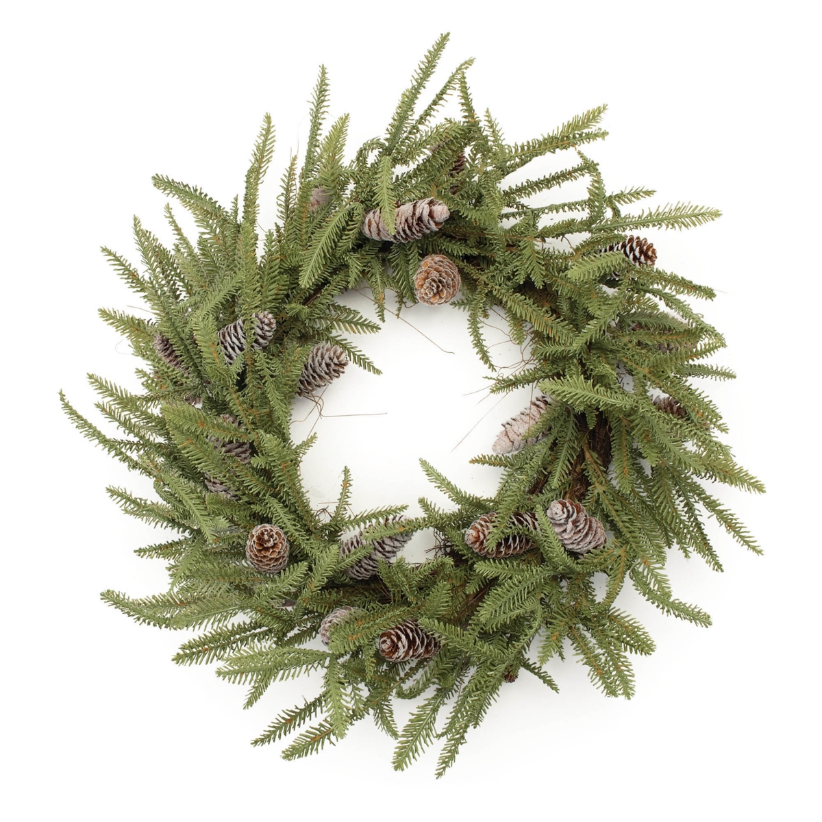 95094DS 24 in. Plastic Pine Wreath, Green & Brown