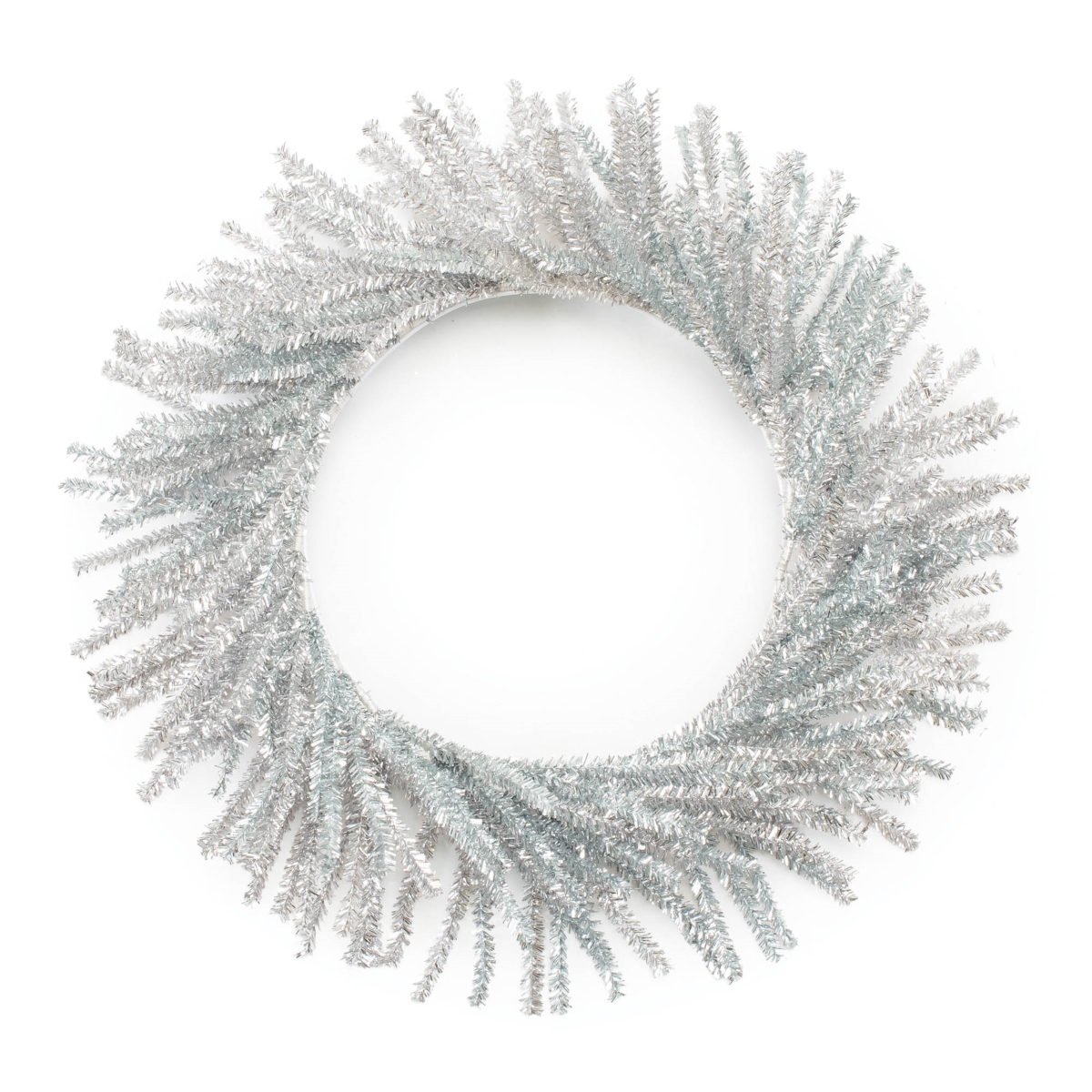 95865DS 21 in. PVC Tinsel Wreath, Silver