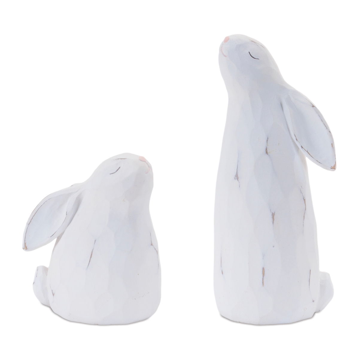 White & Pink Resin Bunny Figurines - Set of 4 - Charming Spring Decor