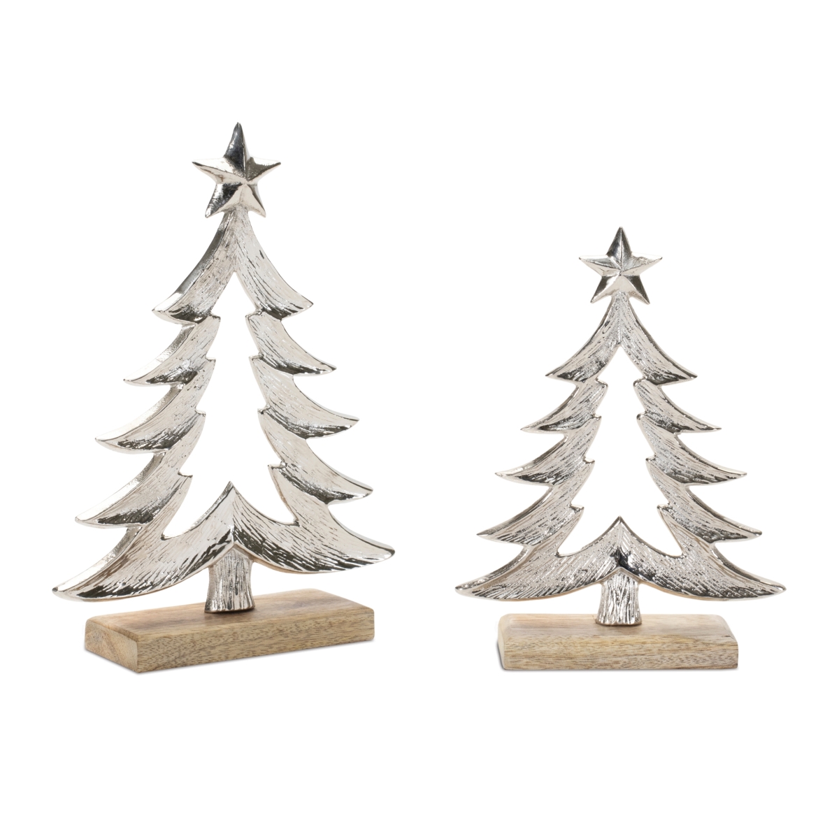 94098DS 8, 10 in. Aluminum Tree, Gray & Beige - Set of 2