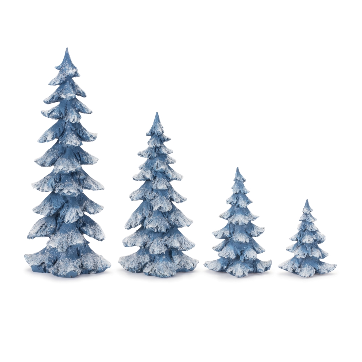 94199DS 6.5, 9, 13.25, 18 in. Resin Tree, Blue & White - Set of 4