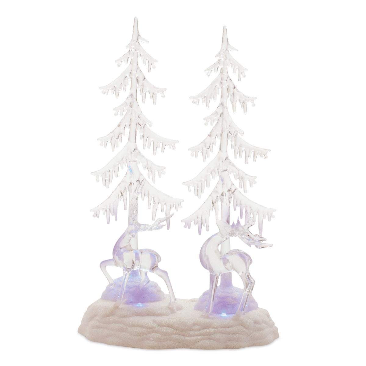 94262DS 15 in. Plastic 3 AA Batteries Not Included & USB Cord Included 6 Hr Timer LED Tree & Deer, Clear