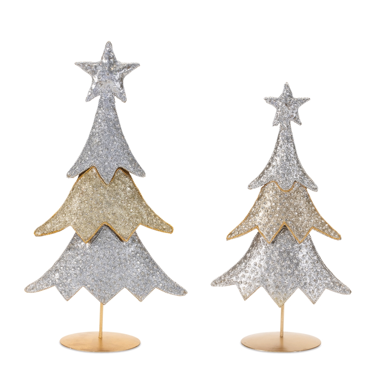 94348DS 16, 18.5 in. Iron Tree, Silver & Gold - Set of 2