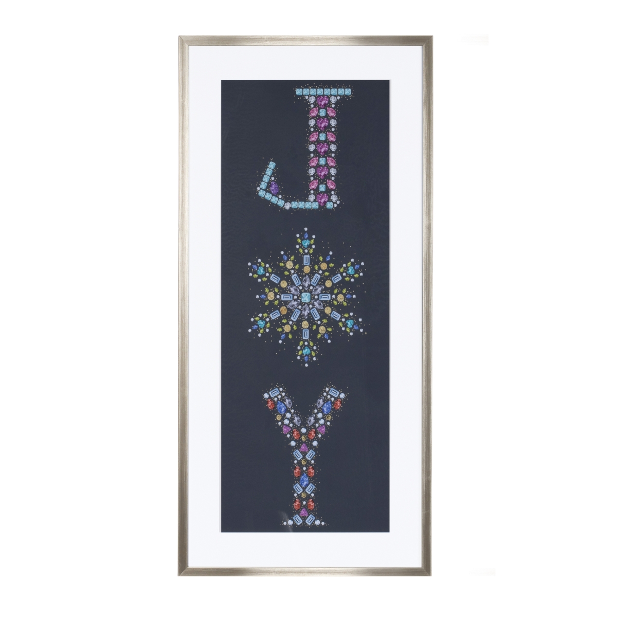 94493DS 13 x 23.5 in. Plastic, Paper & Glass JOY Print, White & Blue