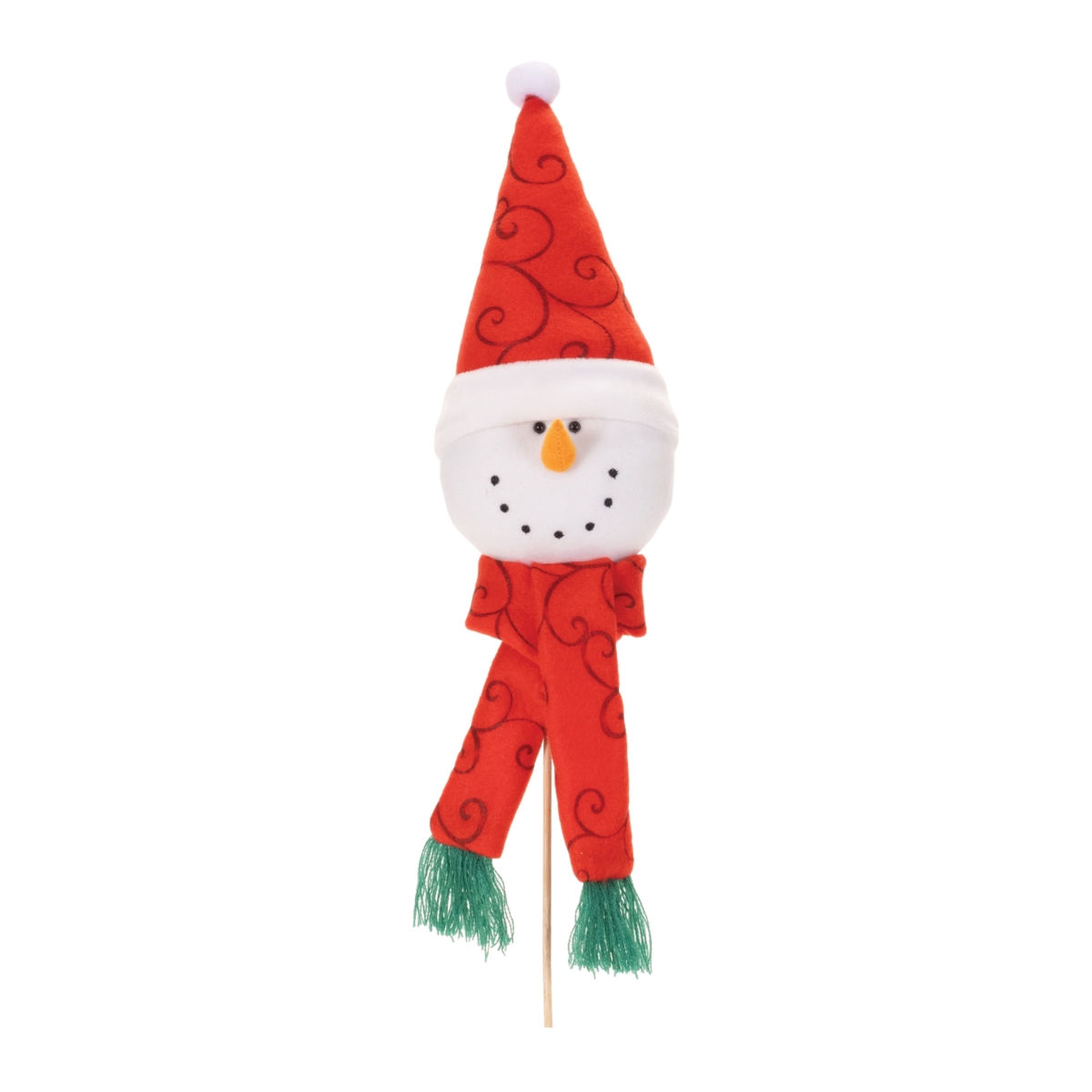 94869DS 12 in. Polyester Snowman Pick, Red, White & Green - Set of 6
