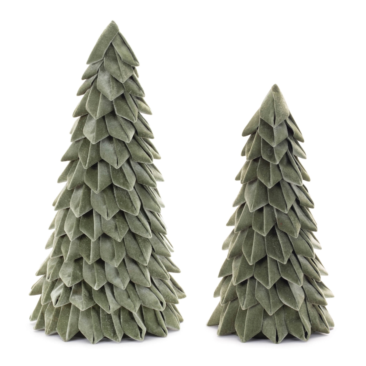 95612DS 15.5, 19.5 in. Polyester Tree Form, Green - Set of 2