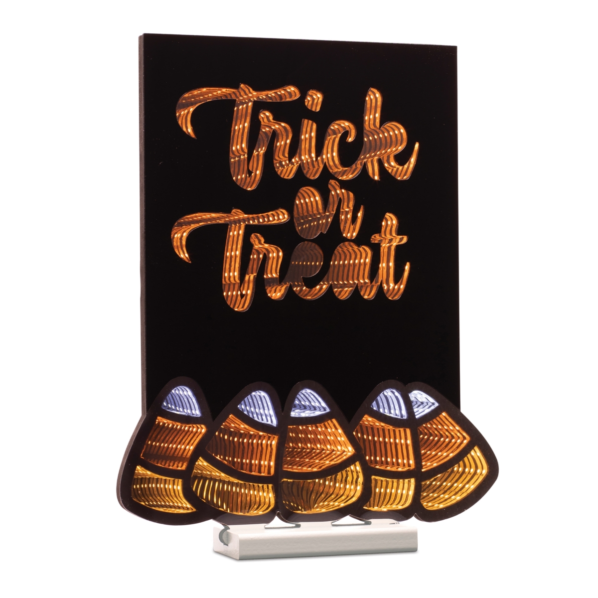 Picture of Melrose 53566DS 16 in. Acrylic UL Plug Trick & Treat Sign Ekkolight&#44; Orange&#44; Black & Green
