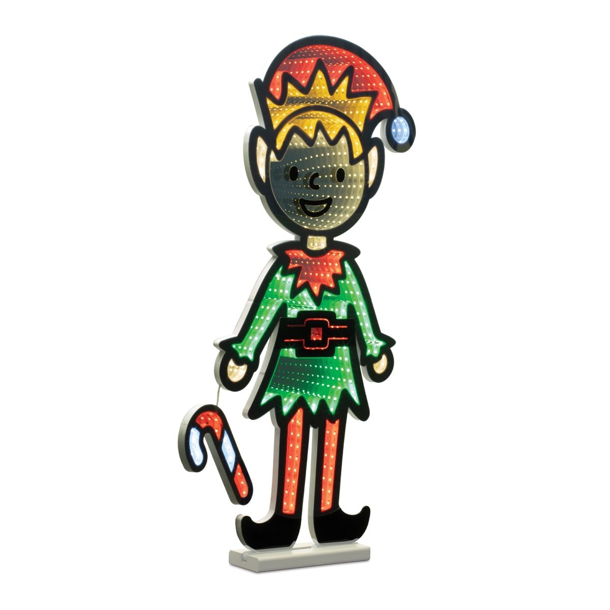 Holiday Elf Ekkolight - Green & Red - 29 in. - Festive Candy Cane Design