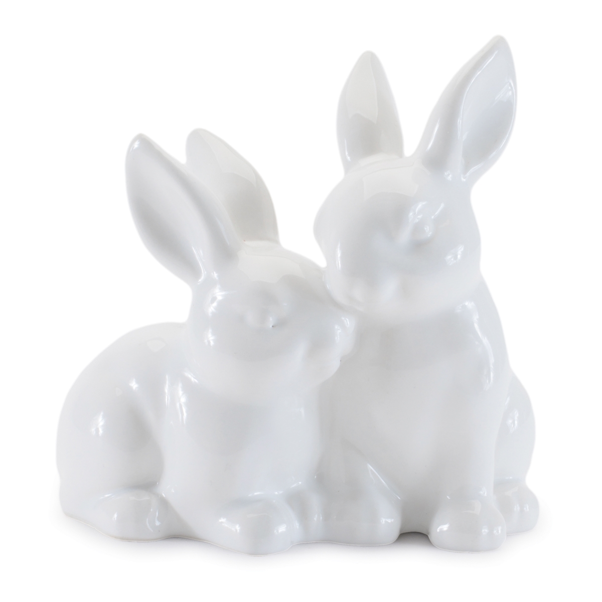 96990DS 4 in. Ceramic Double Bunny, White - Set of 4