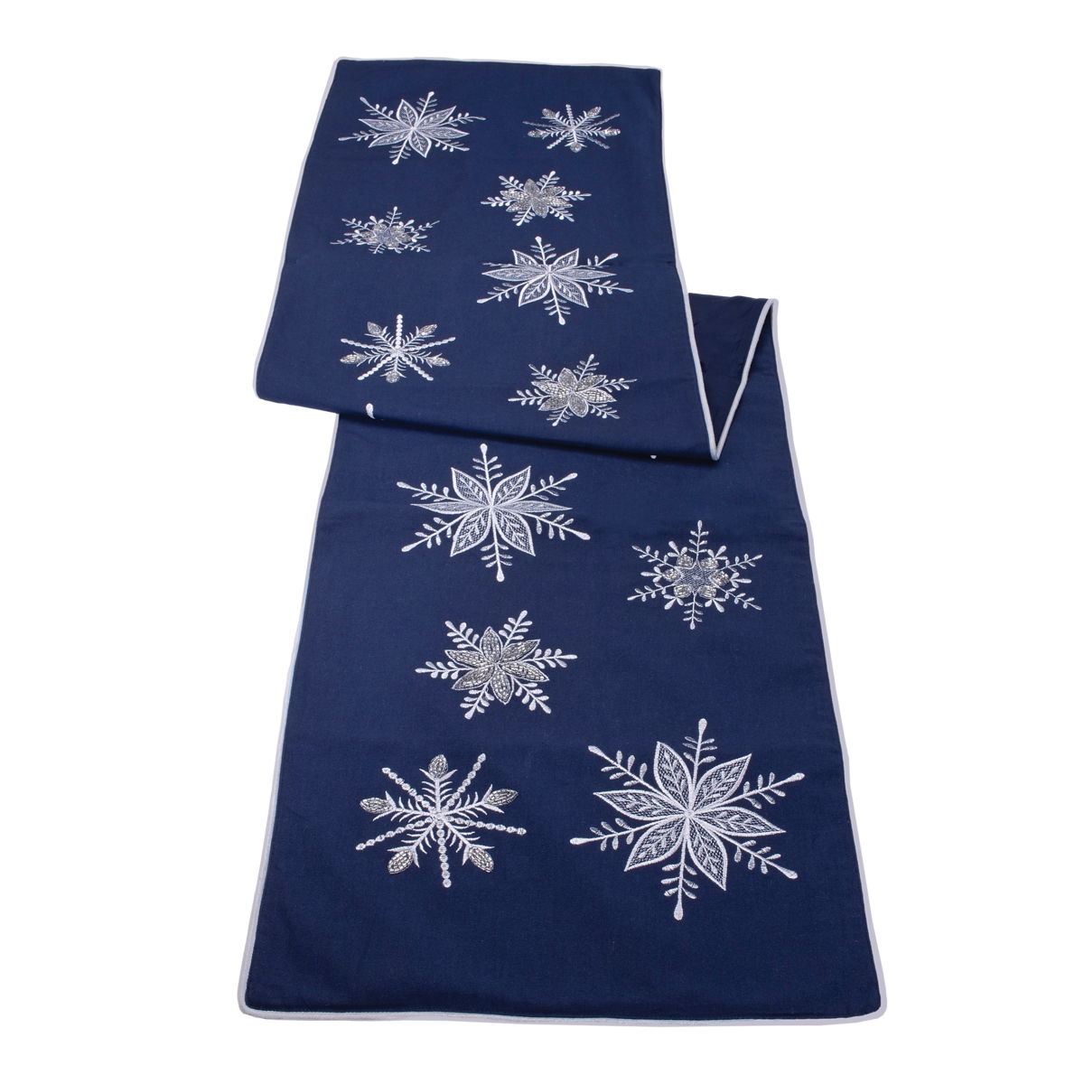94204DS 16 x 72 in. Cotton Table Runner, Blue & Gray