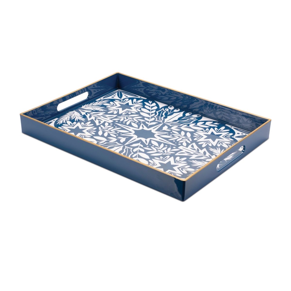 94391DS 15.75 x 12 x 1.75 in. Plastic Rectangle Tray, Blue & White