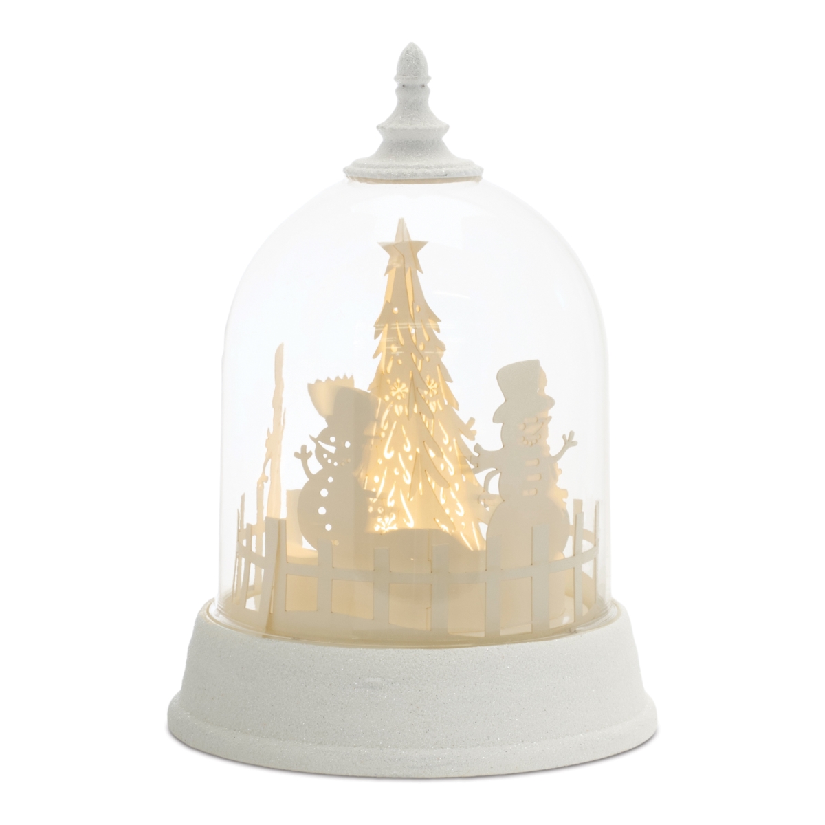 Picture of Melrose 94604DS 8.5 in. Plastic 3 AA Batteries Not Included & USB Cord Included 6 Hour Timer LED Rotating Globe with Snowman&#44; White