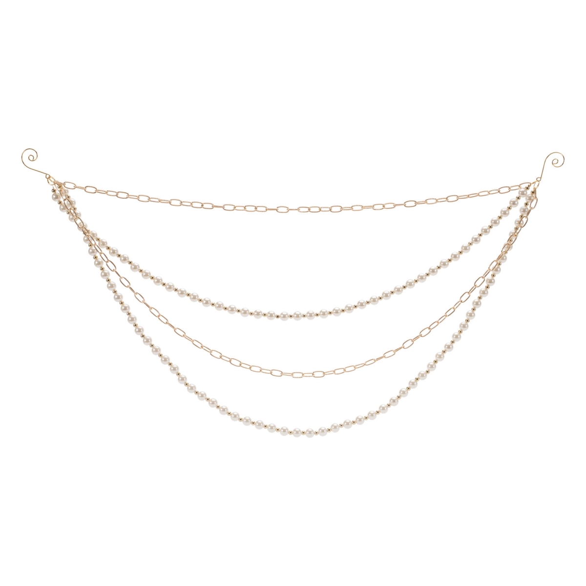 Picture of Melrose 95345DS 27 x 12 in. Plastic Chain & Bead Garland&#44; White & Gold - Set of 2