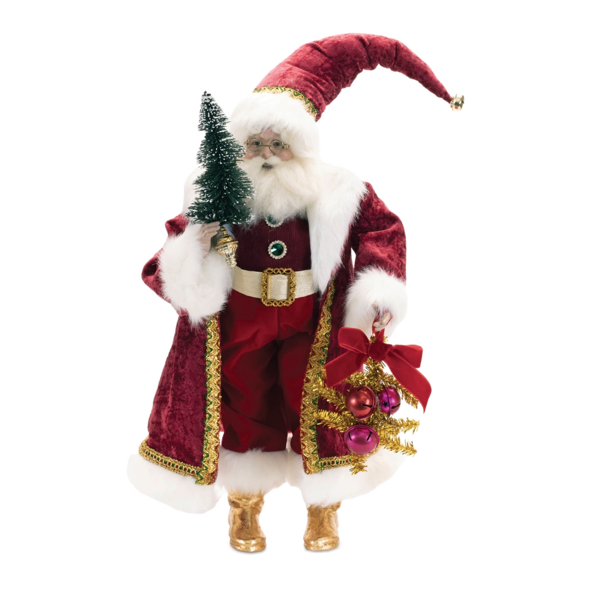 Picture of Melrose 95809DS 25 in. Polyester & Resin Santa with Tree&#44; Red & White