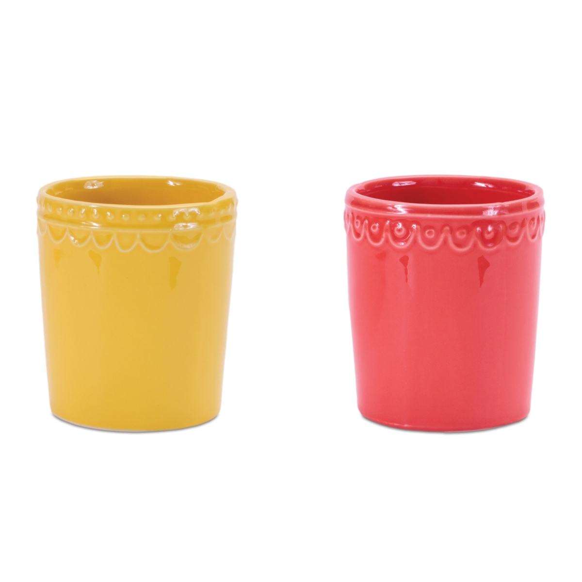 Picture of Melrose 96325DS 3.5 x 4 in. Sto are Container&#44; Yellow & Pink - Set of 2