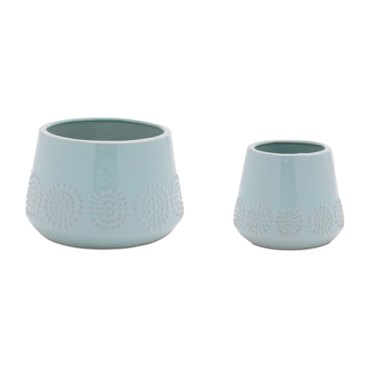 96354DS 5 x 4.25 in., 7.5 x 5 in. Ceramic Container, Blue - Set of 2